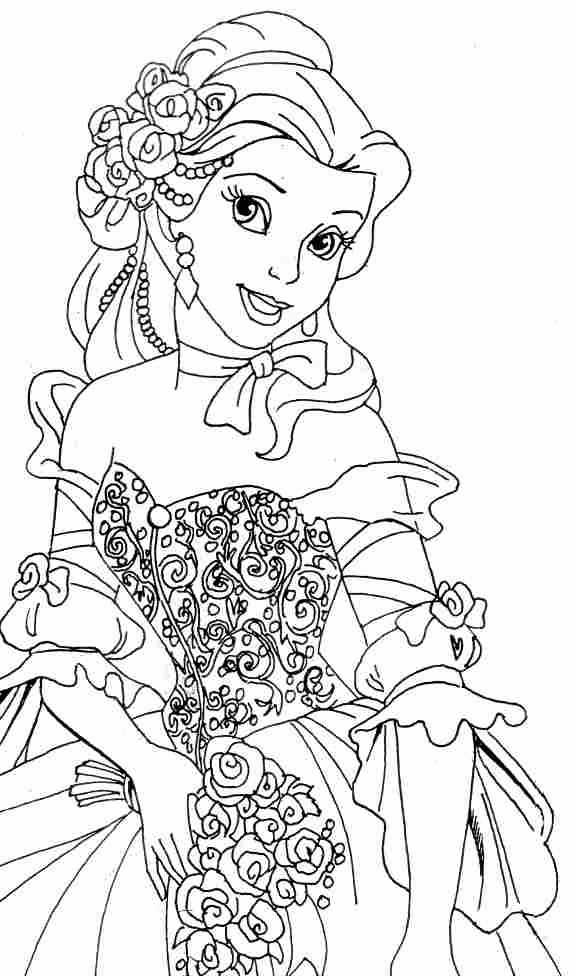 Princess Belle Coloring Pages Free 7