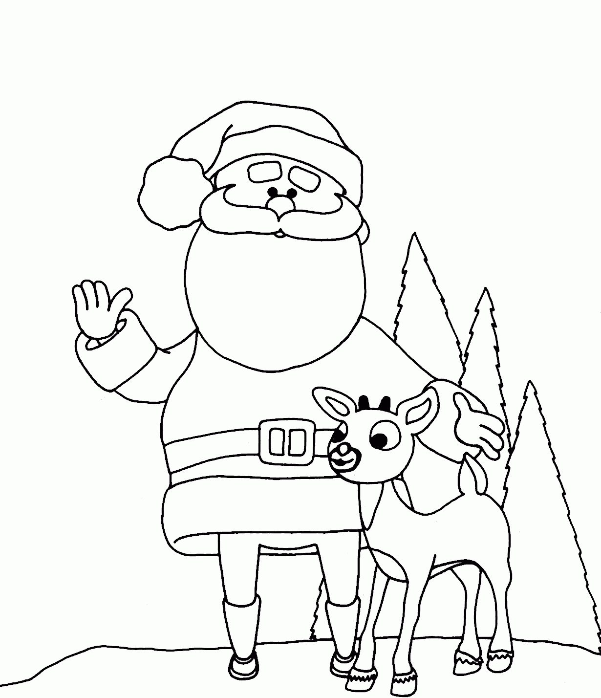 Amazing of Perfect Santa And Reindeer Coloring Pages With #1032