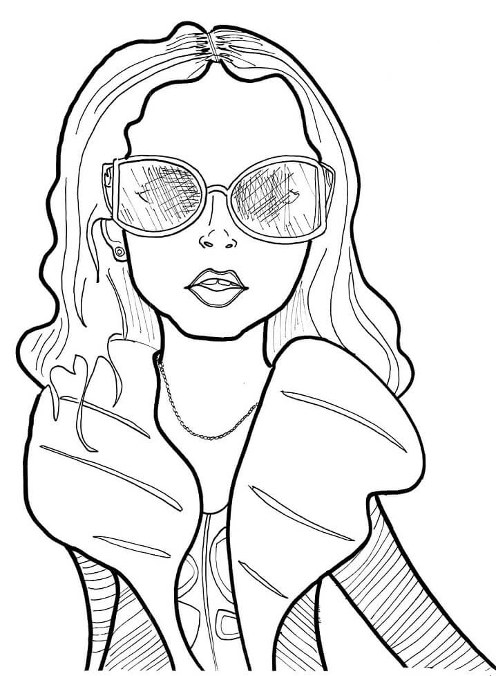 Girl in Fashionable Glasses Coloring Page - Free Printable Coloring Pages  for Kids