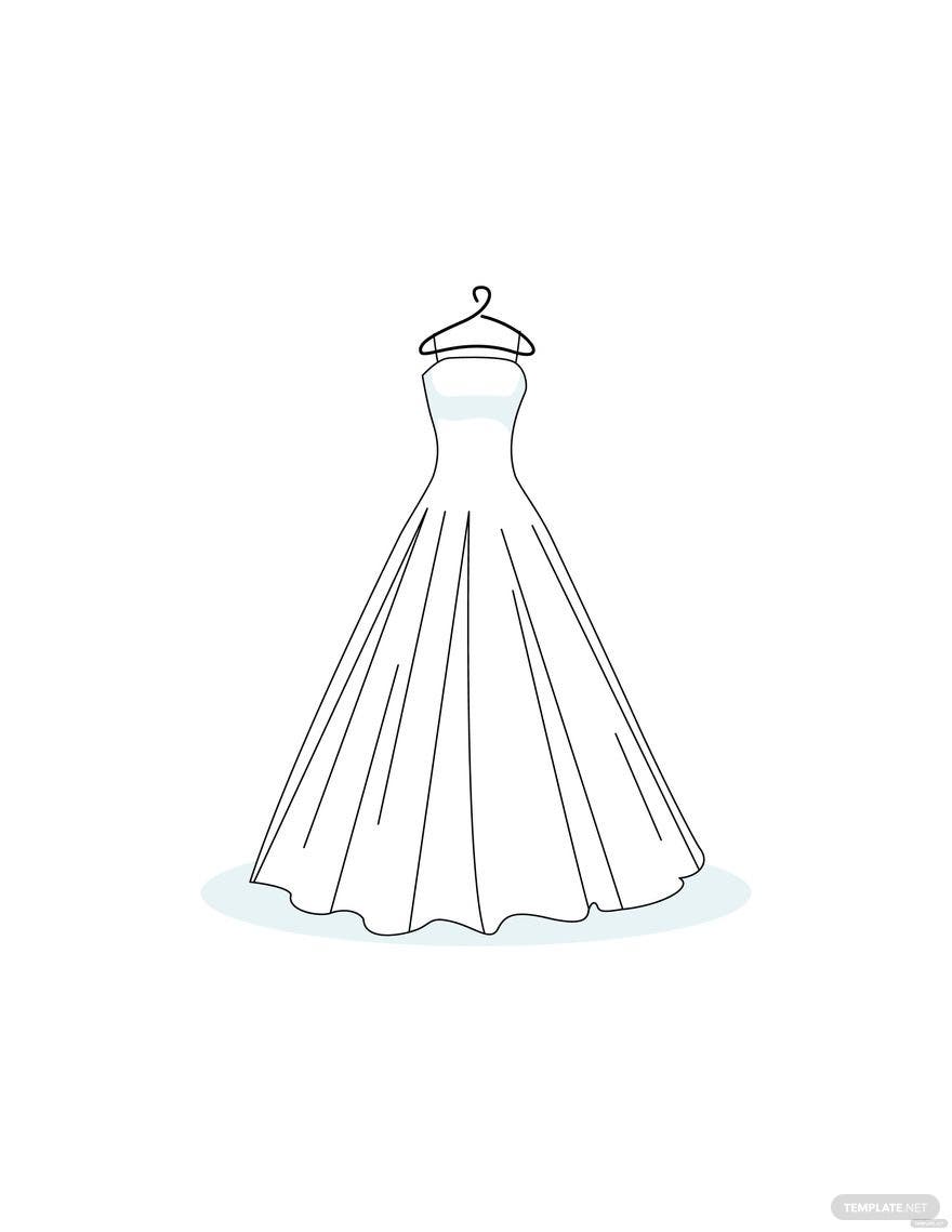 Free Wedding Dress Coloring Page - EPS, Illustrator, JPG, PNG, SVG |  Template.net