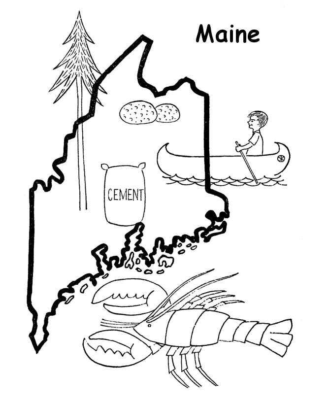 Maine State outline Coloring Page | Coloring pages, State outline