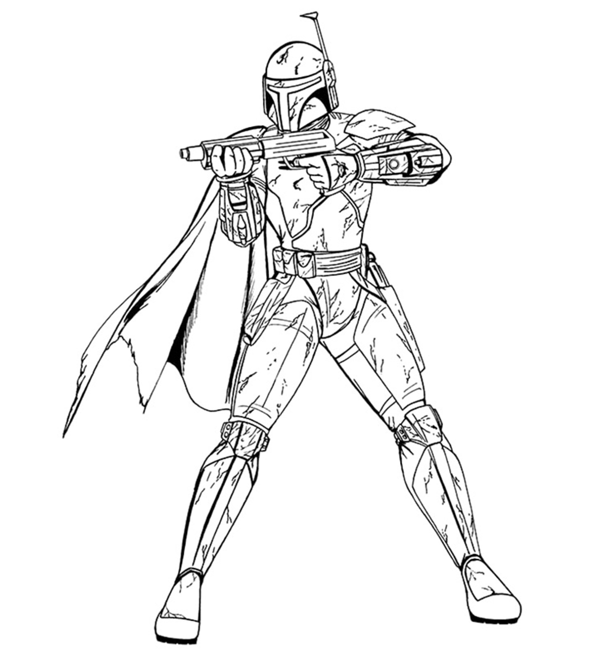 From star wars, boba fett bounty hunter coloring page. 