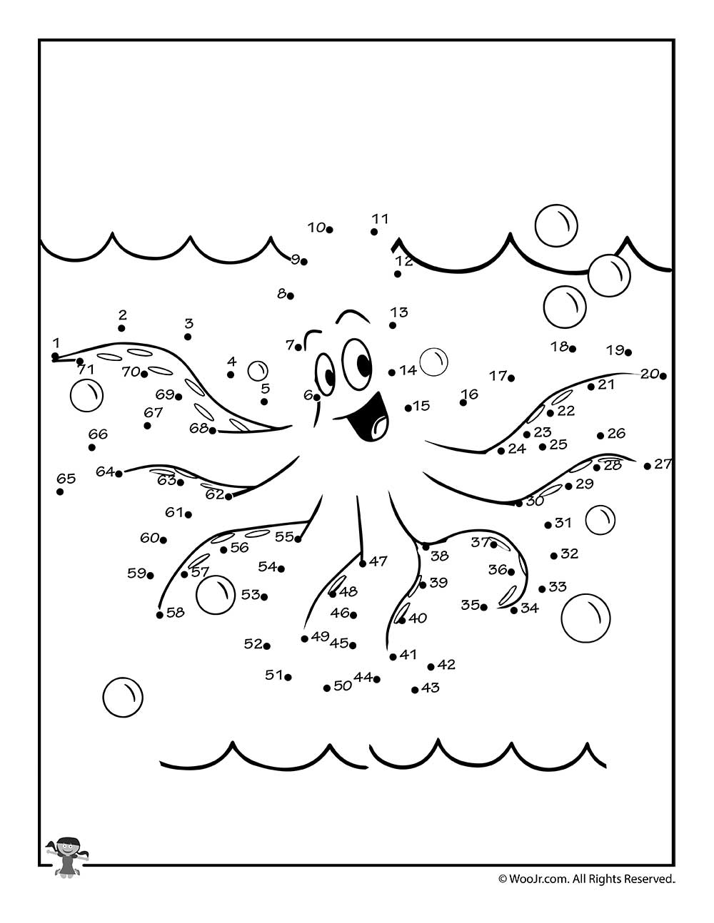 Ocean Octopus Connect the Dots Printable | Woo! Jr. Kids Activities
