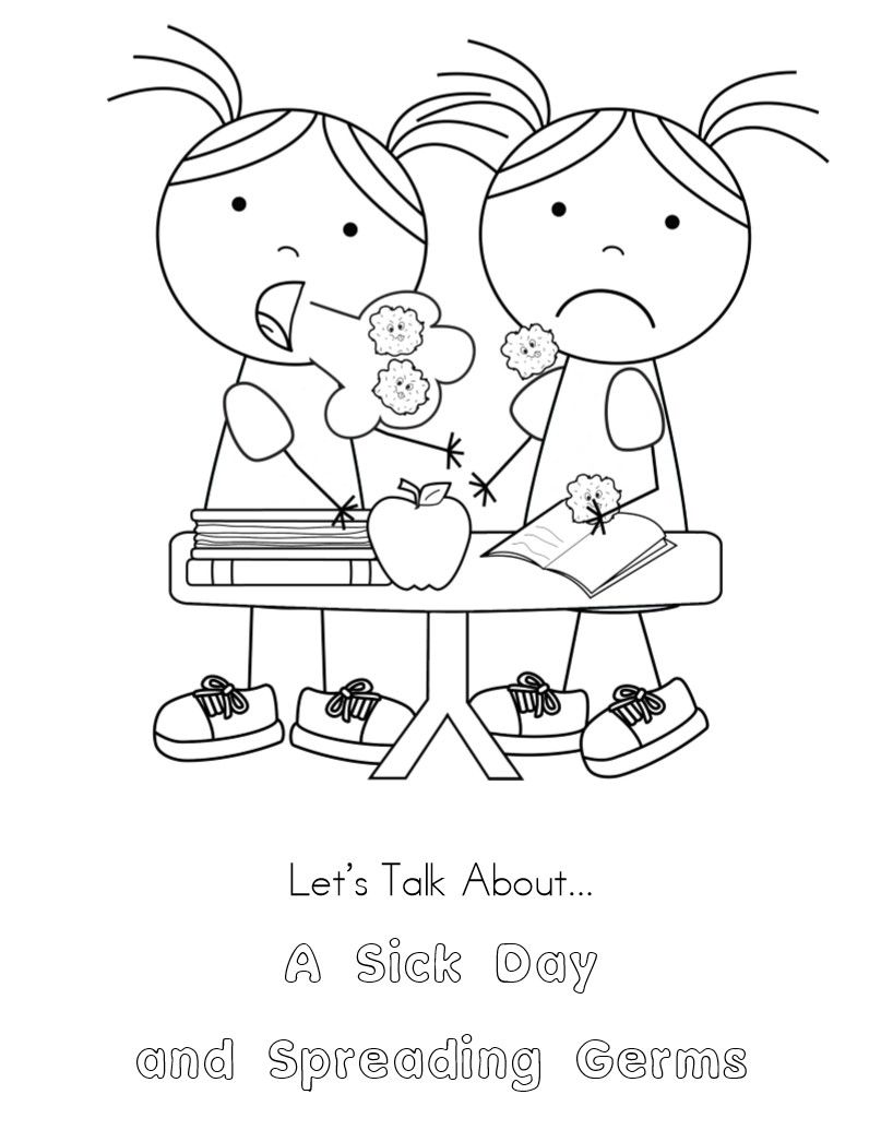 No More Spreading Germs Coloring Pages for Kids | Germs for kids ...