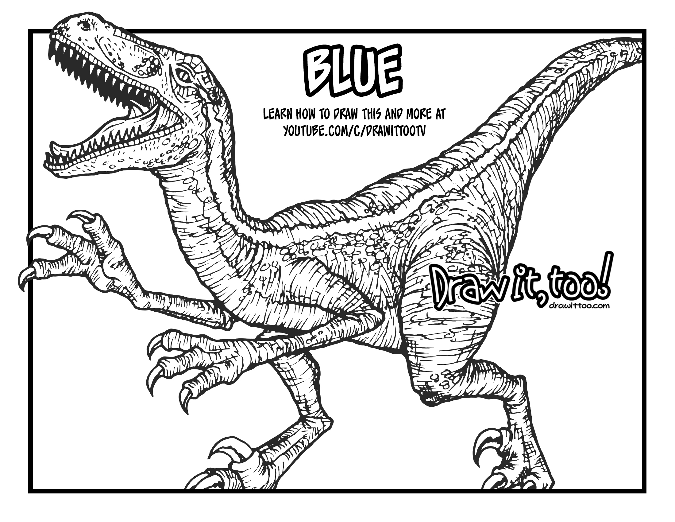 Top Coloring Pages: Blue Velociraptor Coloring Page Jurassic ...