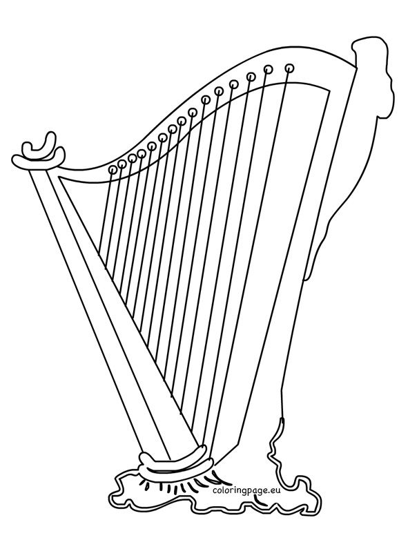 Irish Harp Clipart St Patrick's Day | Coloring Page | Irish harp, Harp, Coloring  pages