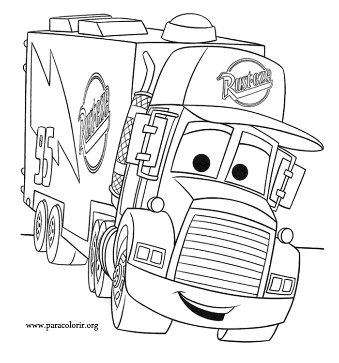Cars Movie - Mack Truck coloring page | Monster truck coloring pages, Truck coloring  pages, Disney coloring pages