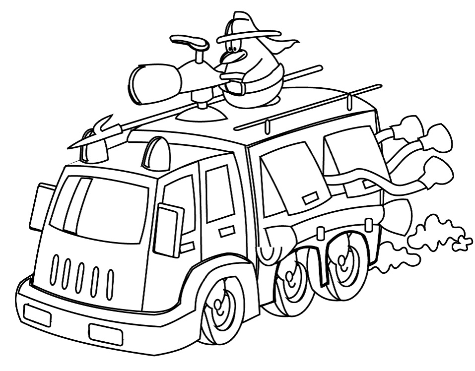 Cartoon Fire Truck Coloring Page - Free Printable Coloring Pages for Kids