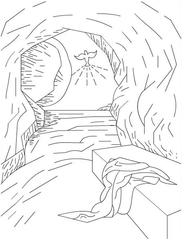 Jesus Resurrection, The Empty Tomb in Jesus Resurrection Coloring Page: The Empty  Tomb In Jesus Resurrect… | Cross coloring page, Jesus resurrection, Coloring  pages