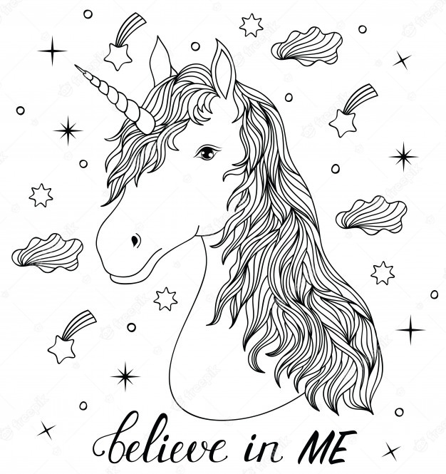 Premium Vector | Head of hand drawn unicorn. coloring page for children and  adult.