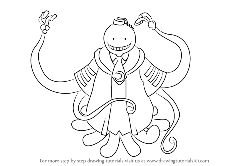 How to Draw Koro-Sensei from Assassination Classroom -  DrawingTutorials101.com | Tutoriels de dessin de visage, Dessin de visage,  Coloriage manga