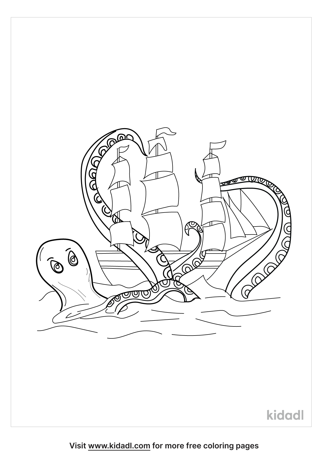 Kraken Coloring Pages | Free Fairytales & Stories Coloring Pages | Kidadl
