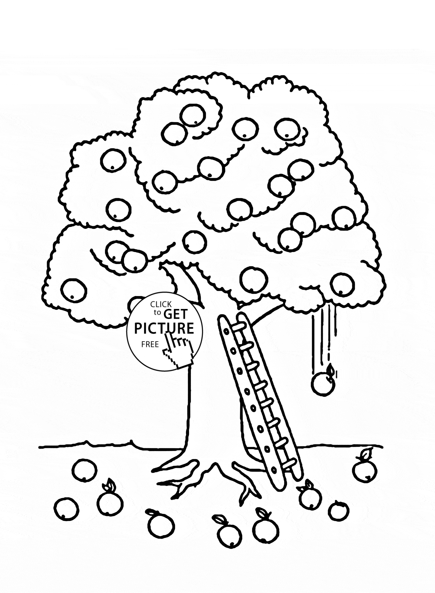The Apple Tree Coloring Page For Kids, Fruits Coloring Pages ...