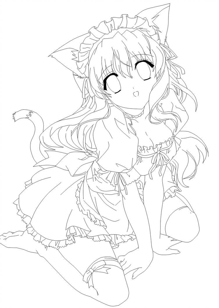 Moe Neko -Lines- by Amu---Chii | Anime lineart, Cute coloring pages, Coloring  pages