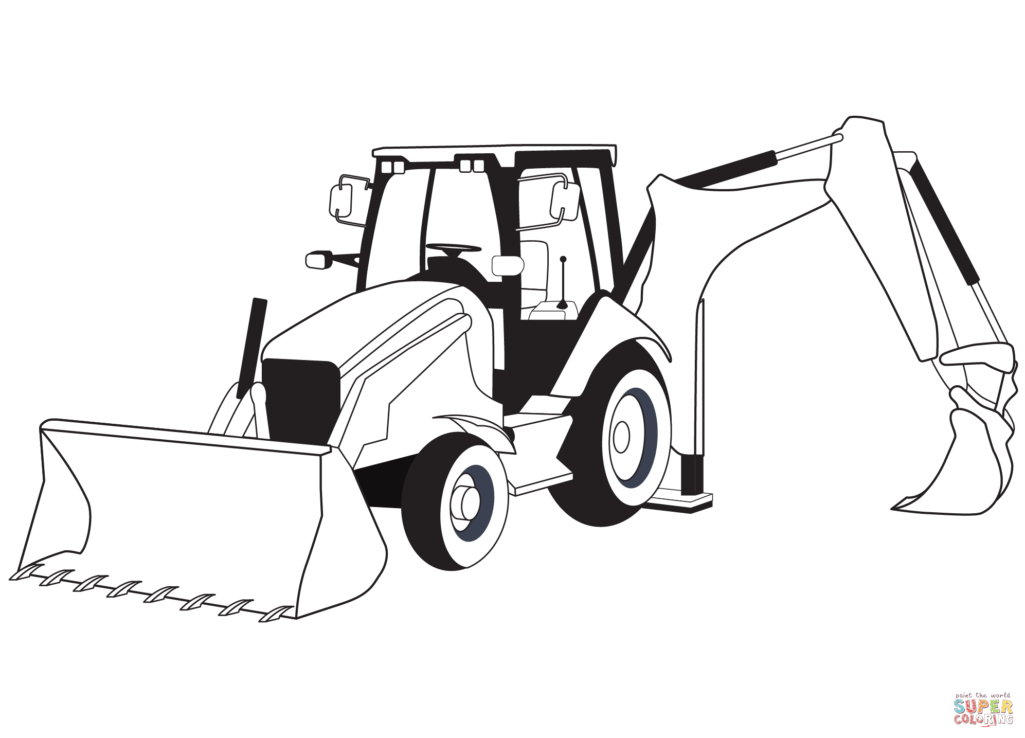 Backhoe Loader coloring page | Free Printable Coloring Pages