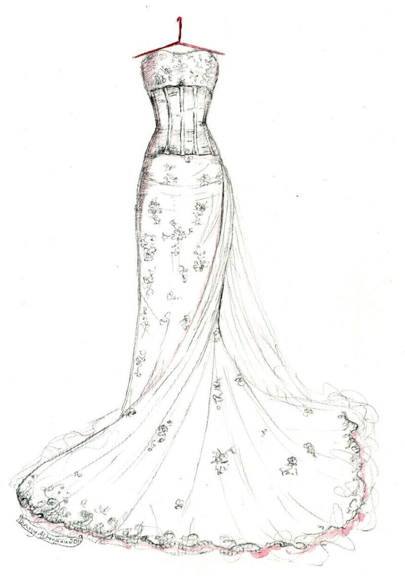 Wedding Dress Coloring Pages | Wedding dress sketches