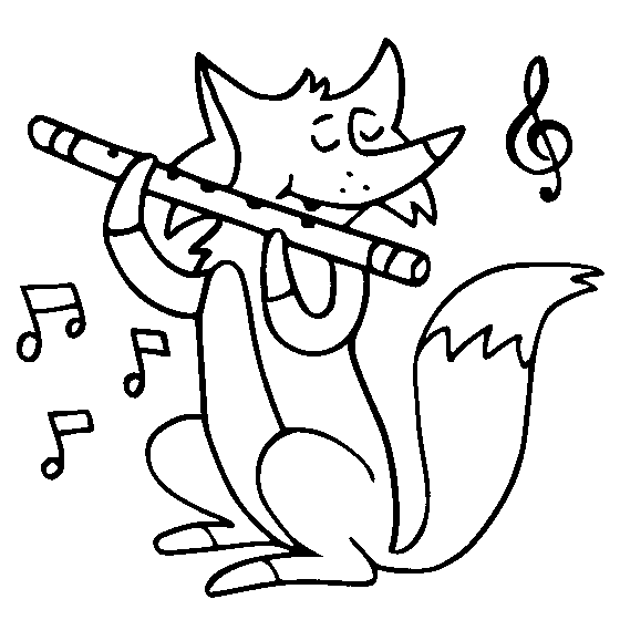 Fox With Flute Coloring Page - Free Printable Coloring Pages for Kids