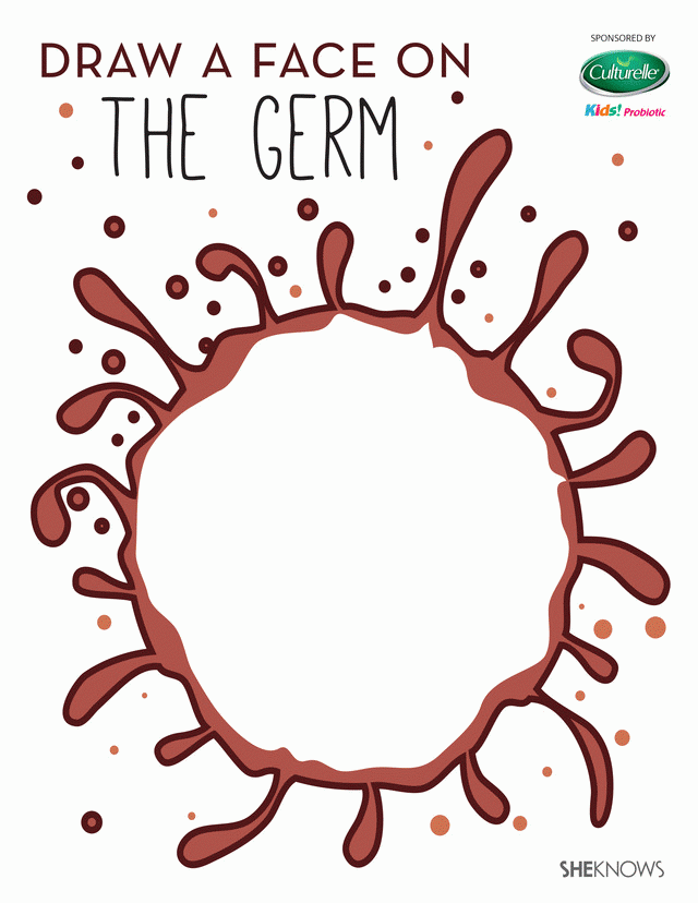 Draw a face on the germ coloring page