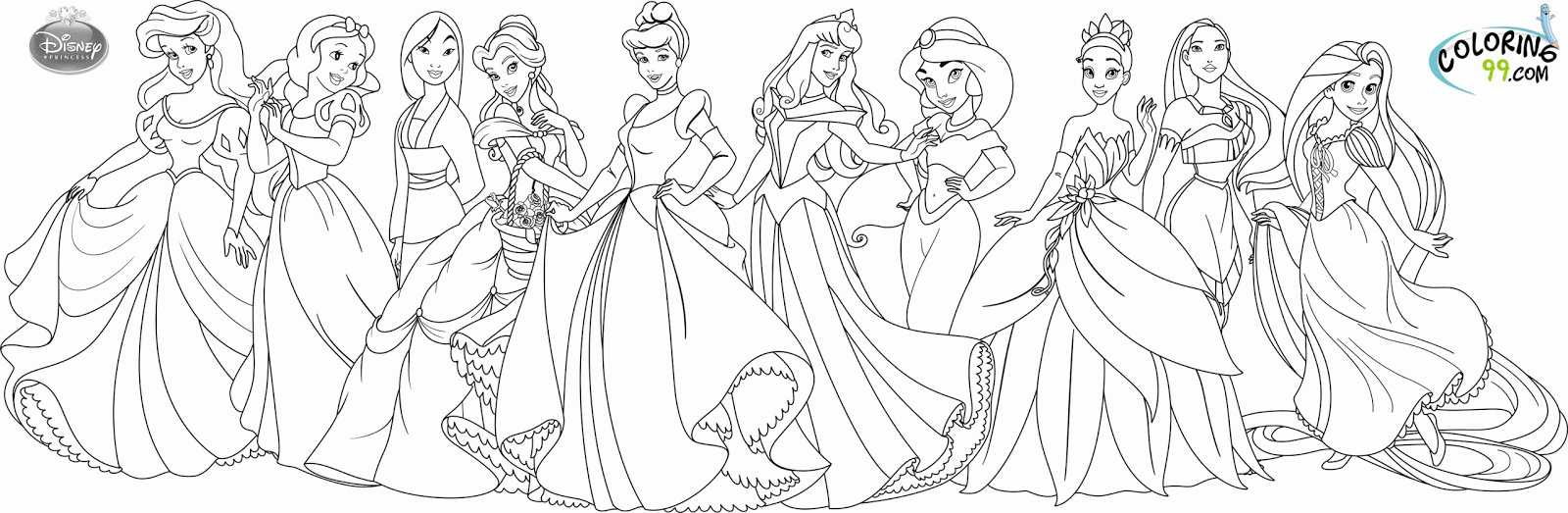 All Disney Princess   Coloring Pages For Kids And For Adults ...