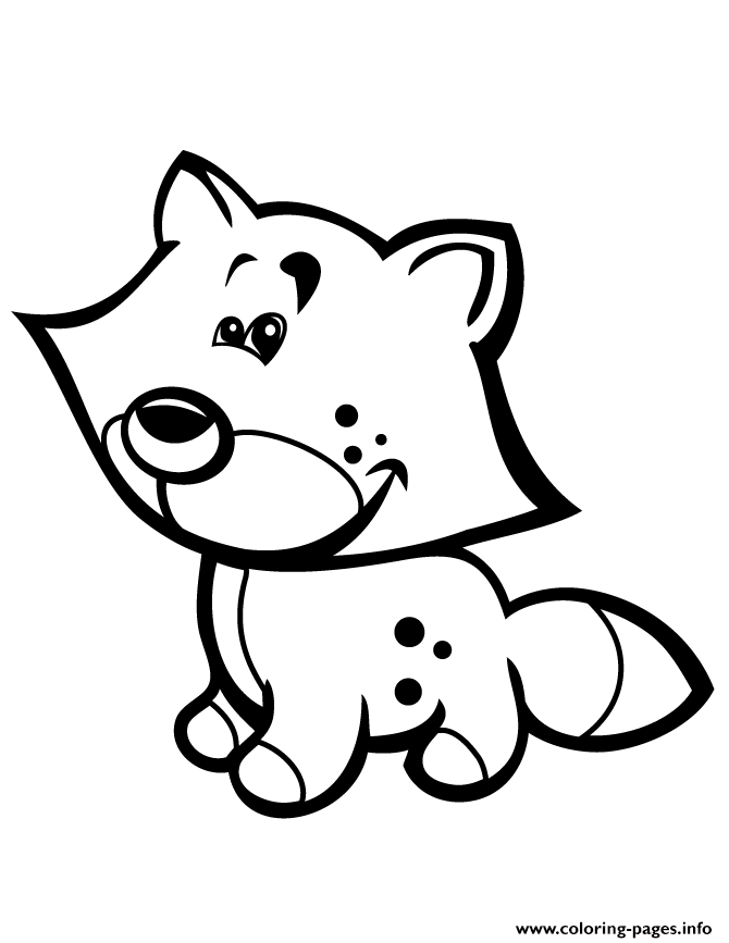 Print cute baby fox for preschool children Coloring pages
