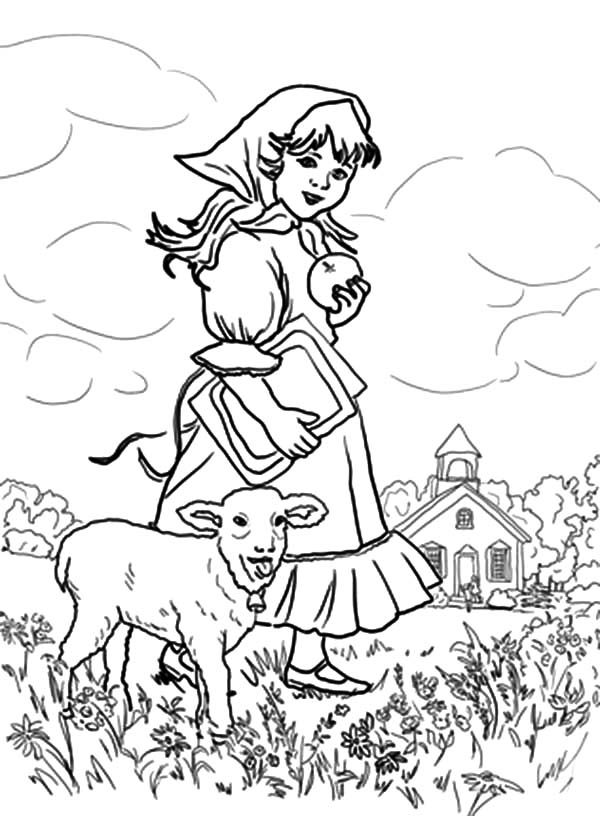 Beautiful Mary Had a Little Lamb Coloring Pages | Color Luna