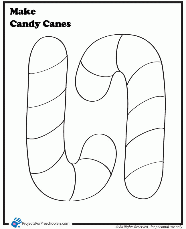 Easy to Color Candy Cane Coloring Sheets - Pa-g.co