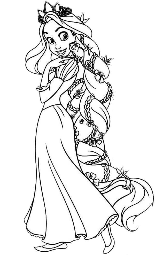 Beautiful Hair of Rapunzel Tangled Coloring Page - Free ...
