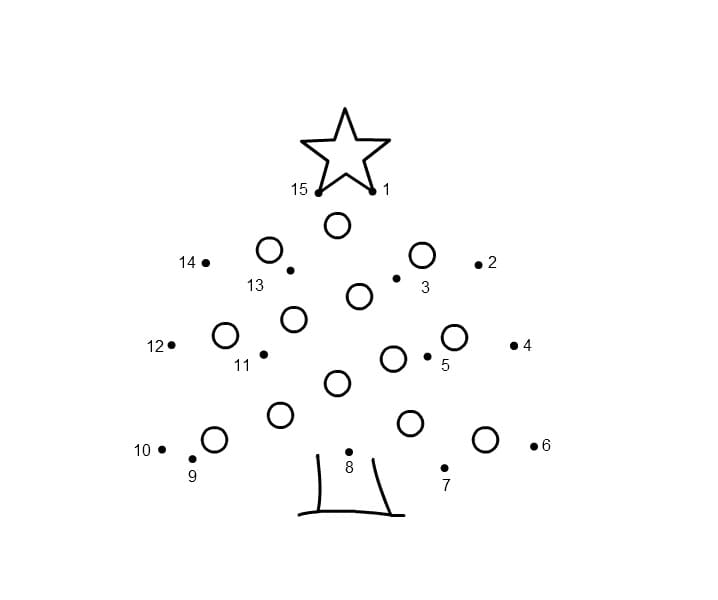 Small Christmas Tree Dot to Dots Coloring Page - Free Printable Coloring  Pages for Kids