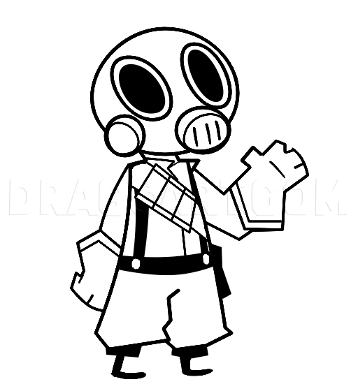How to Draw the Pyro from Team Fortress 2, Coloring Page, Trace Drawing