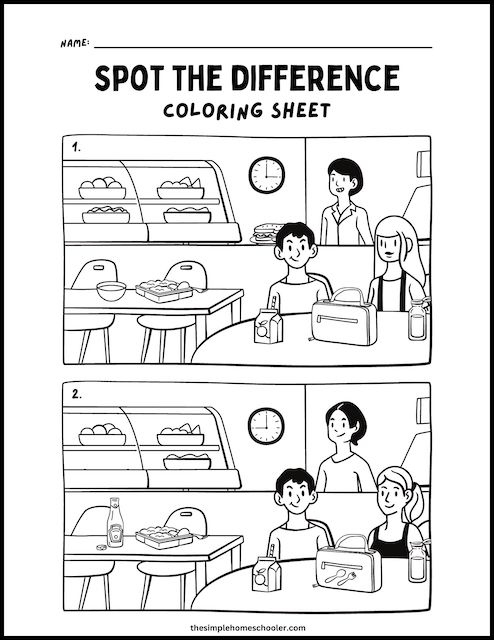 10 Free Spot The Difference Coloring Pages: Easy Print! - The Simple  Homeschooler