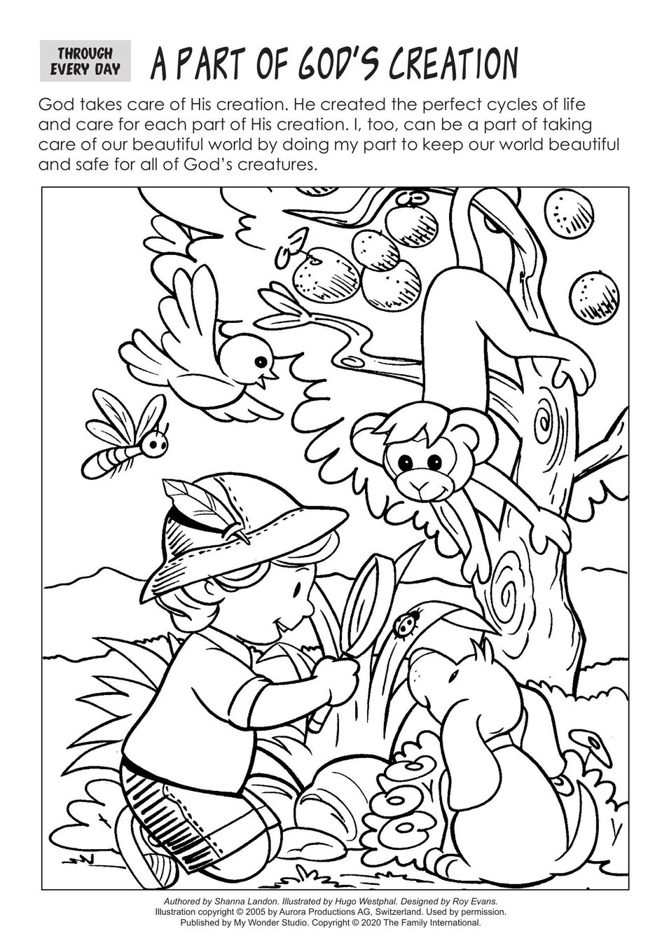 Coloring Page: Through Every Day: A Part of God's Creation | My Wonder  Studio
