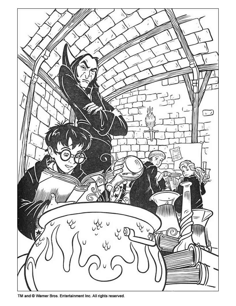 HARRY POTTER coloring pages - Flying Harry Potter
