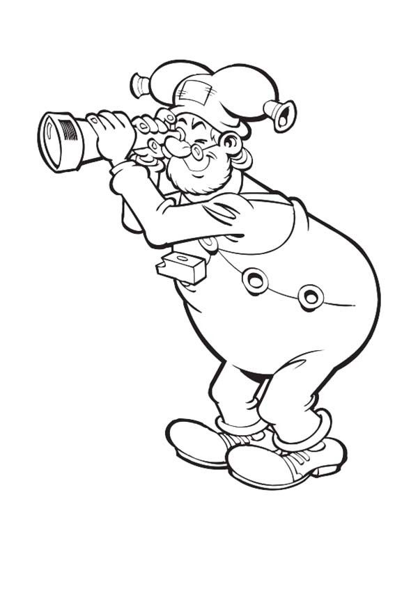Plop the Gnome Using Telescope Coloring Pages | Bulk Color