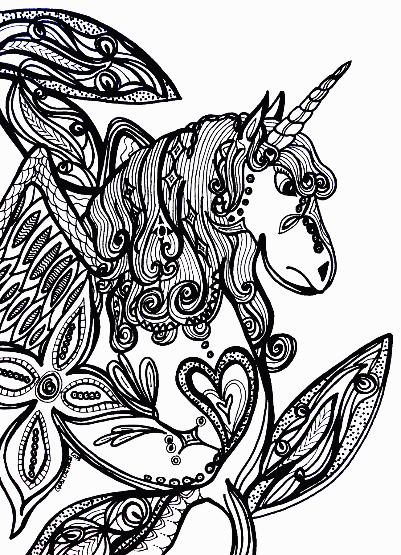 Magic Unicorn Coloring Page – Contemplative Coloring