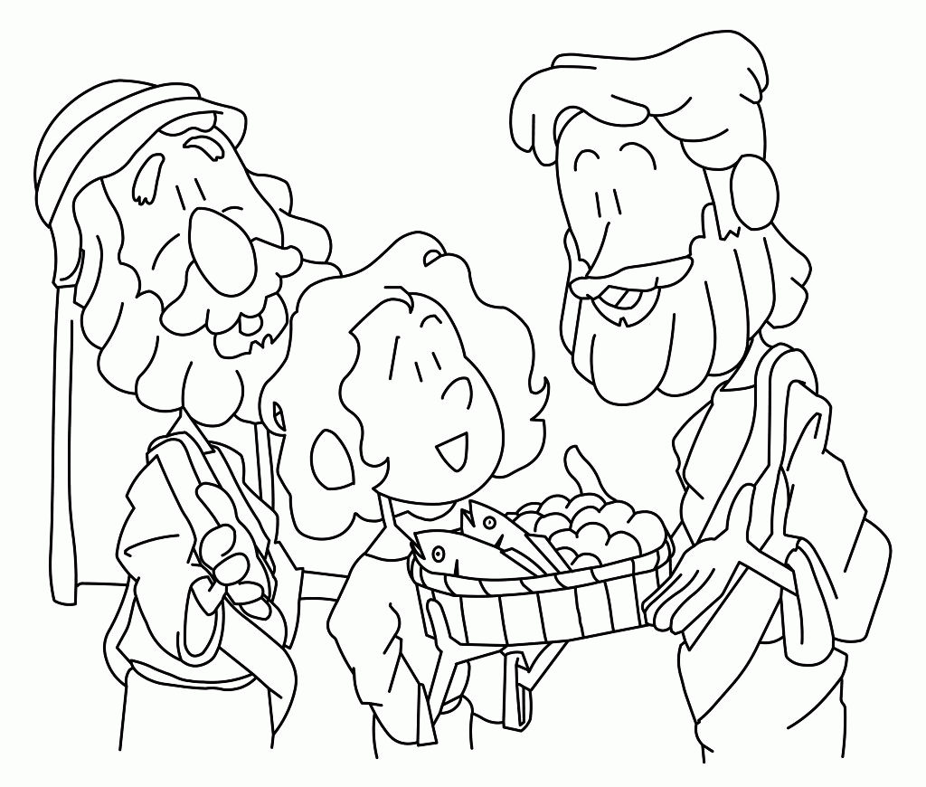 Jesus Feeds 5,000 Coloring Page