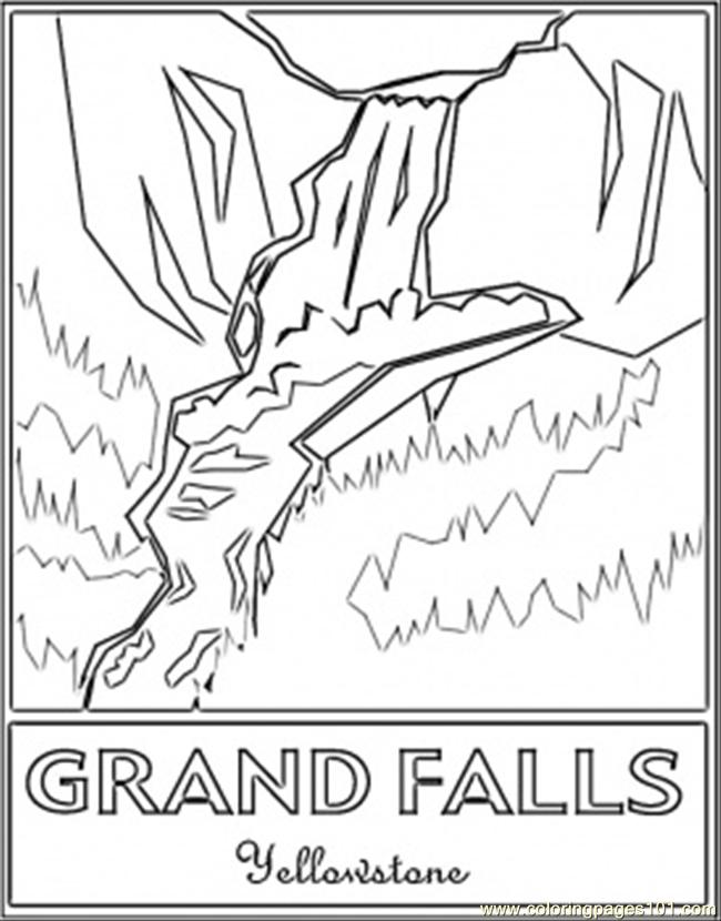 Grand Falls Yellowstones Coloring Page - Free Waterfall Coloring ...