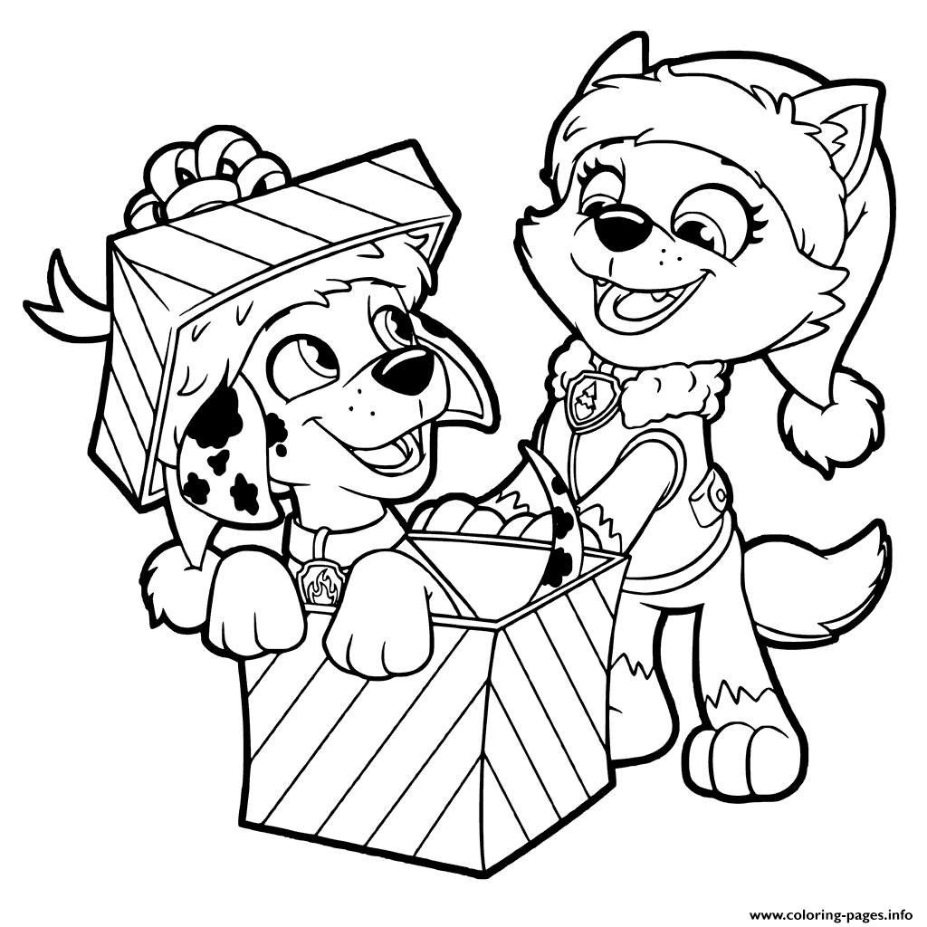 Paw Patrol Christmas Coloring Pages - Coloring