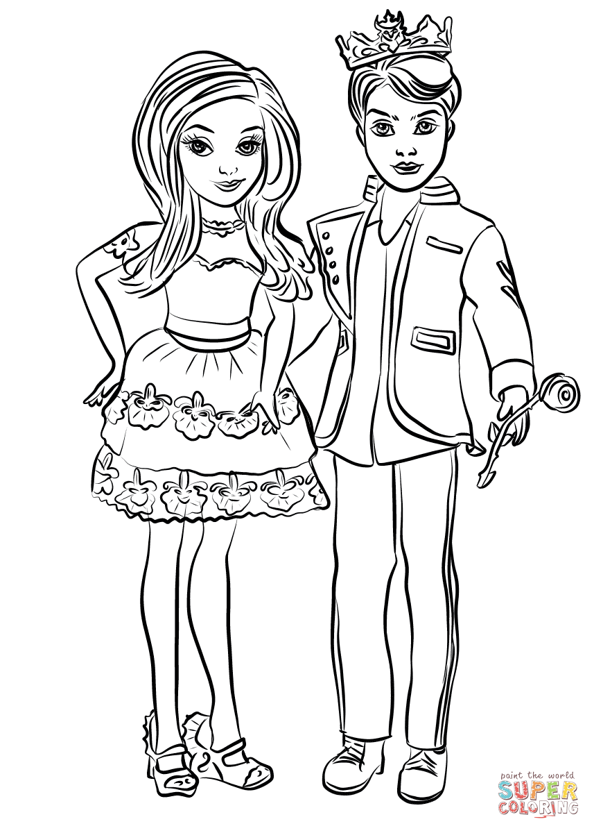 Ben And Mal Coloring Page | Descendants coloring pages, Coloring pages,  Free coloring pages