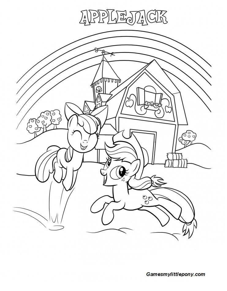 Coloring book My Little Pony: Applejack and Applebloom Coloring Page - My  Little Pony Coloring Pages