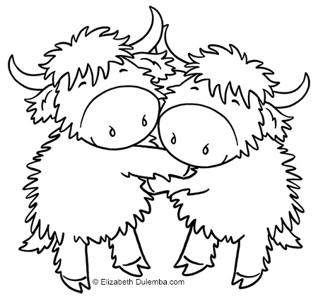 dulemba: Coloring Page Tuesday - Hairy Coo Hugs!