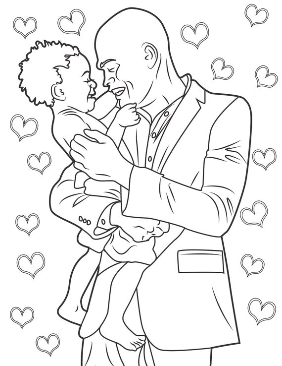 Black Man and Baby Coloring Page Printable Colouring Page | Etsy