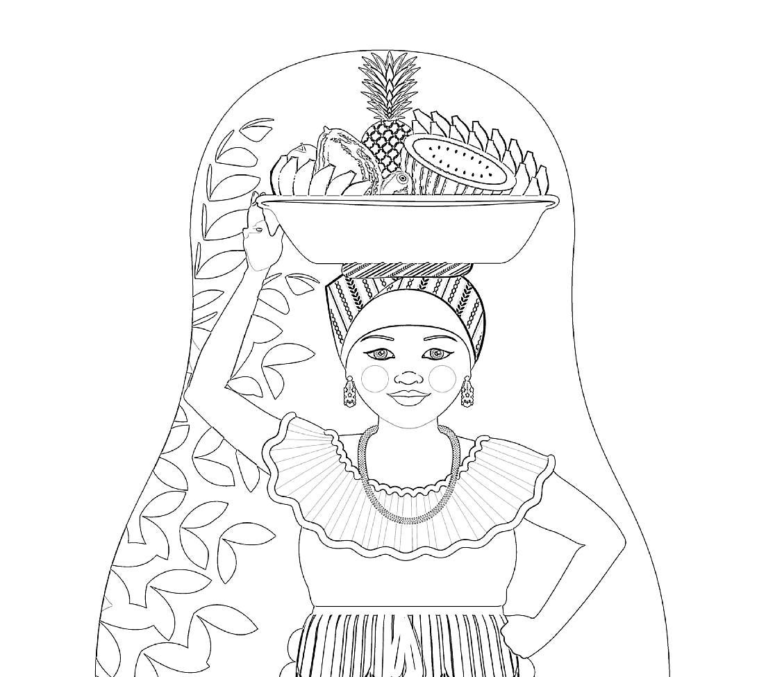 Colombian Palenquera Cartagena Folk Dress Coloring Page Printable