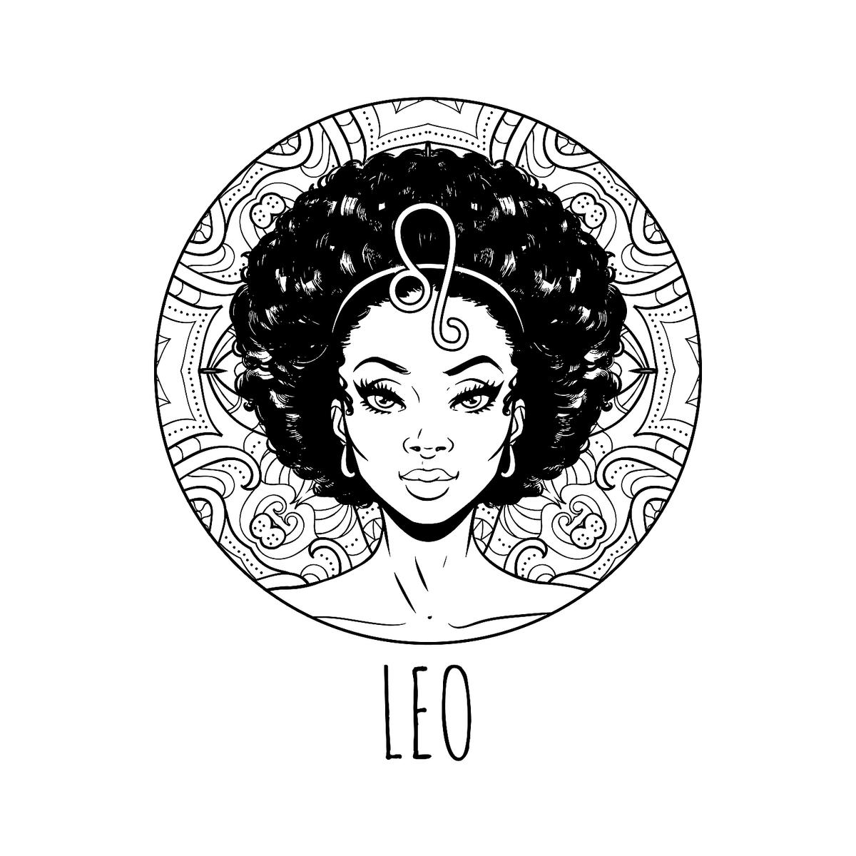 Leo zodiac sign coloring page