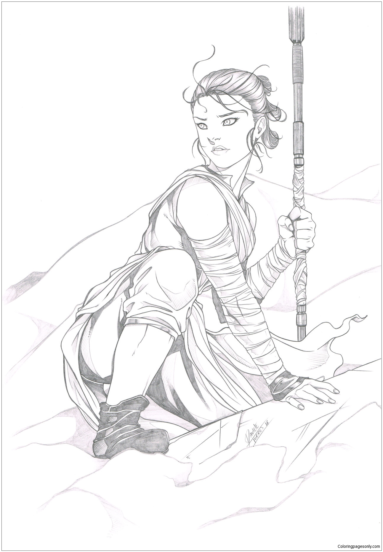 Rey - Star Wars Coloring Pages - Cartoons Coloring Pages - Coloring Pages  For Kids And Adults