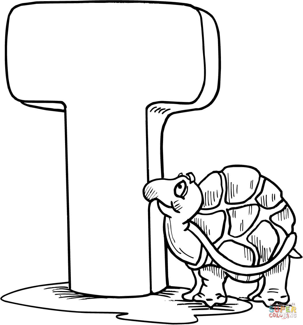 Letter T is for Tortoise coloring page | Free Printable Coloring Pages