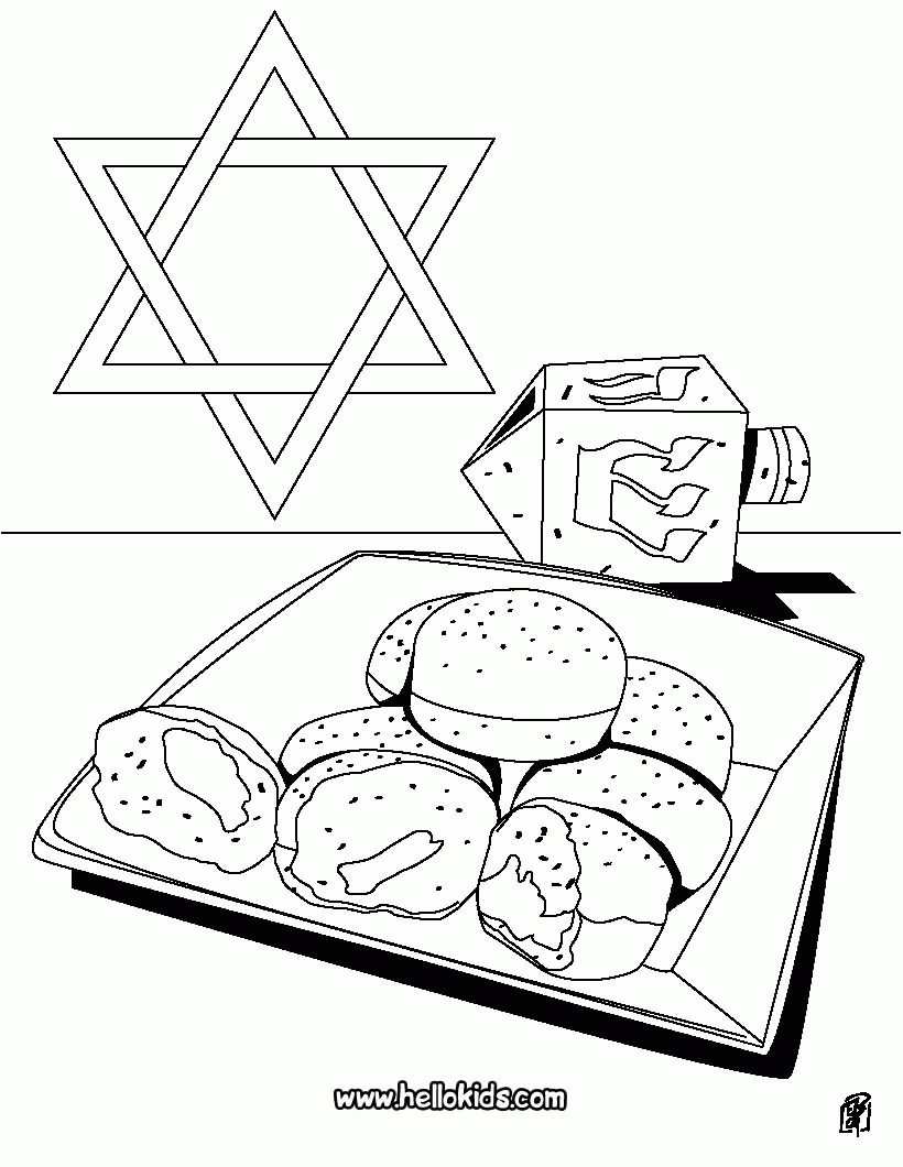 Hanukkah doughnut coloring pages - Hellokids.com