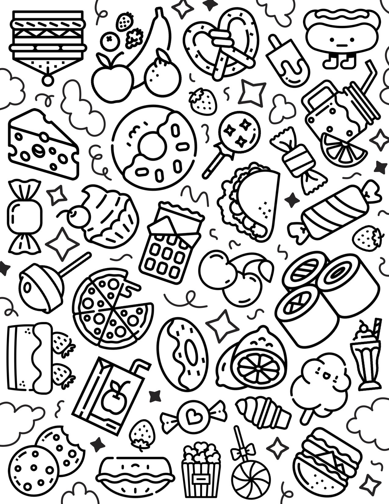 Kawaii Foods Coloring Pages Coloring Home