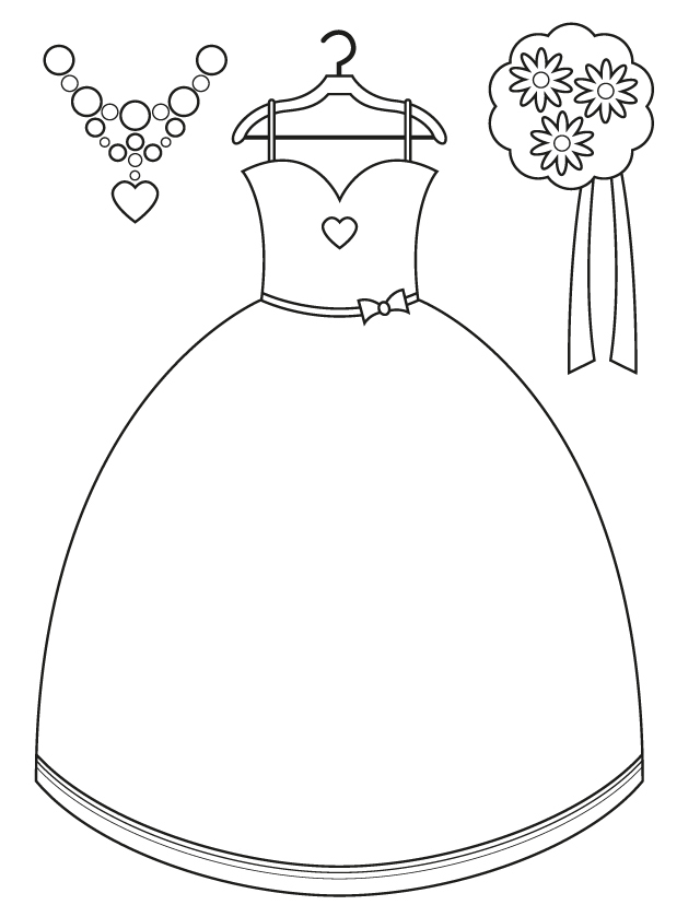 Kids Wedding Dress Coloring Pages #5163 Wedding Dress Coloring ...
