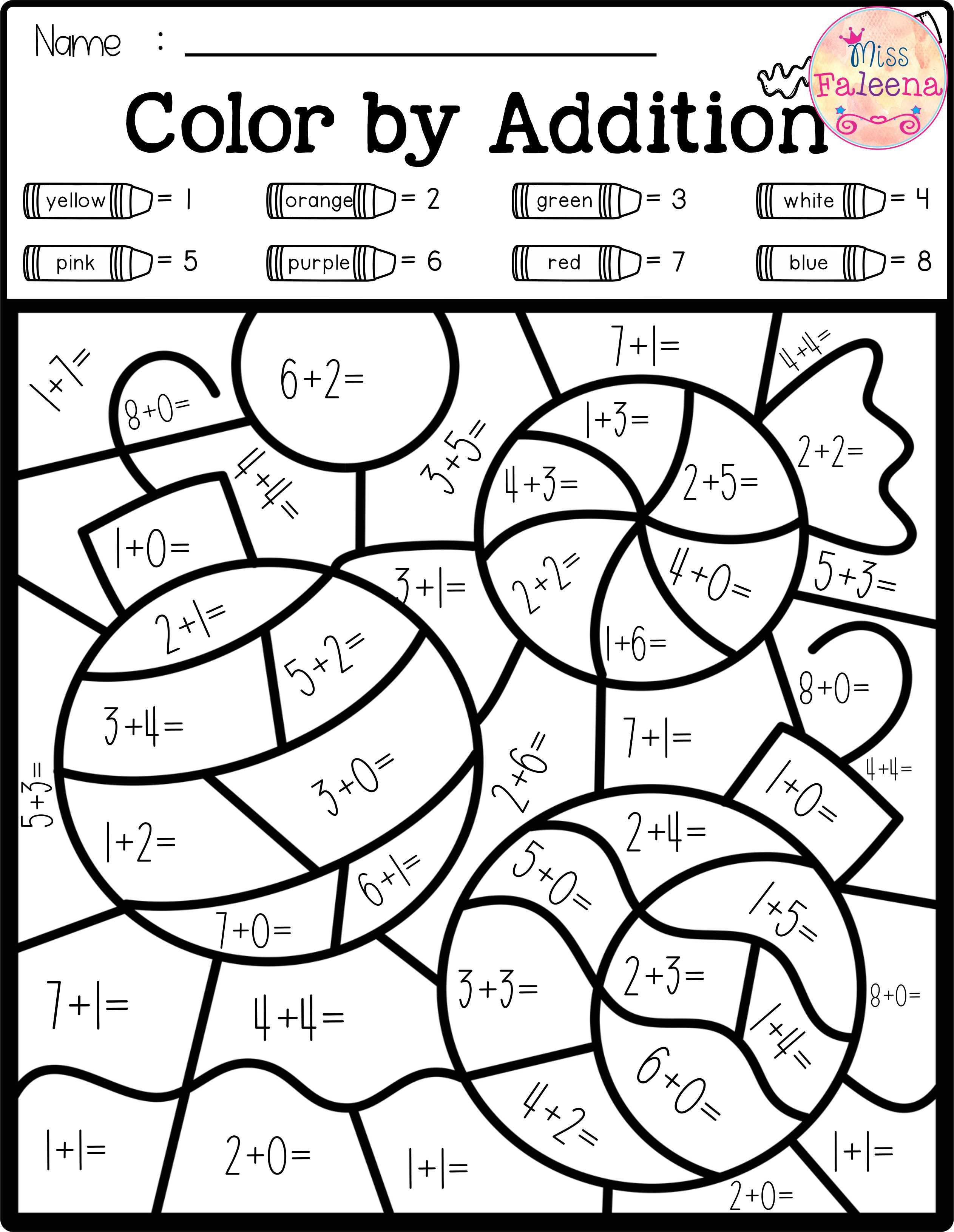 2nd Grade Math Color By Number Math Coloring Worksheets Math Second Grade Addition Color By