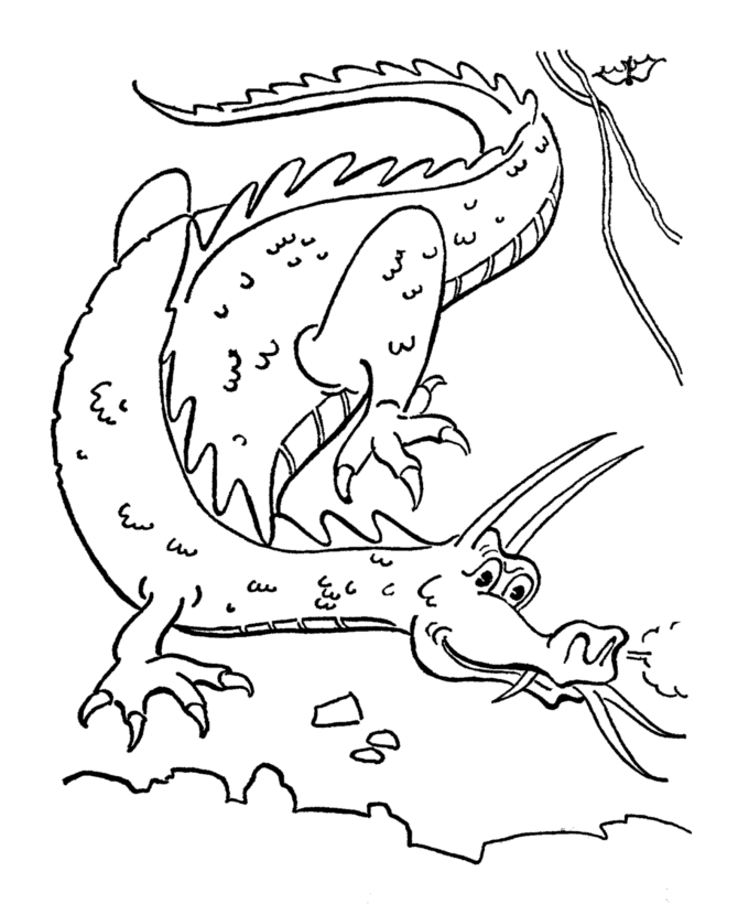 BlueBonkers - Mythical Animals and Beasts Coloring Sheets - Dragon 